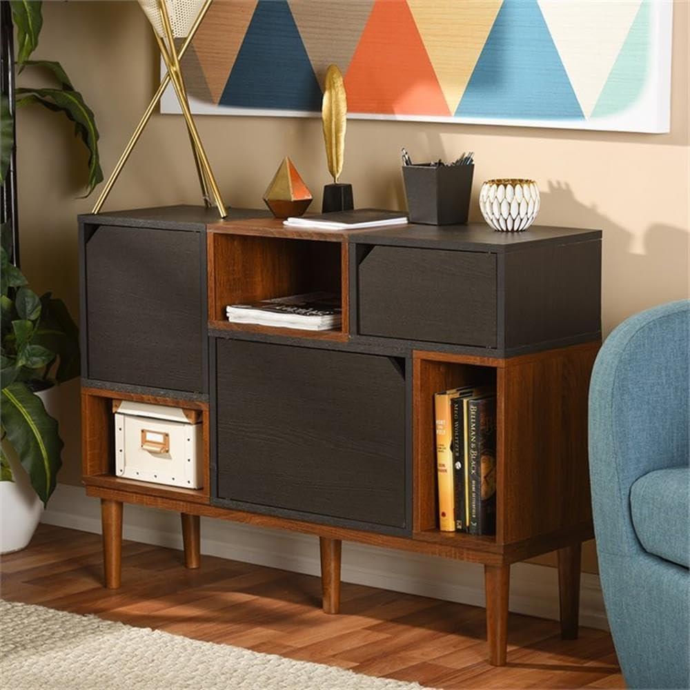 Anderson Mid-century Retro Modern Wood Sideboard Storage Cabinet - Oak/Espresso - Baxton Studio