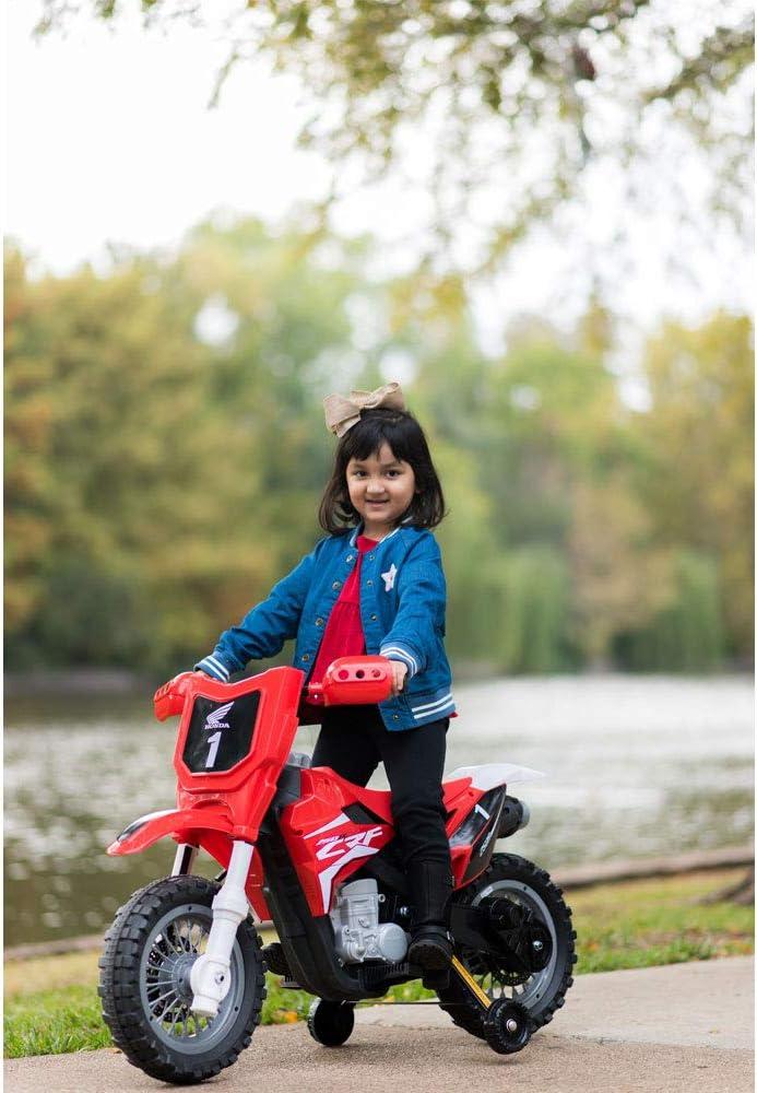 Red 6-Volt Kids' Honda CRF250R Dirt Bike with Training Wheels