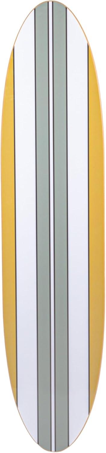 Creative Co-Op 65.5 Inches Reclaimed Wood Striped Surfboard Wall Décor, Multicolor