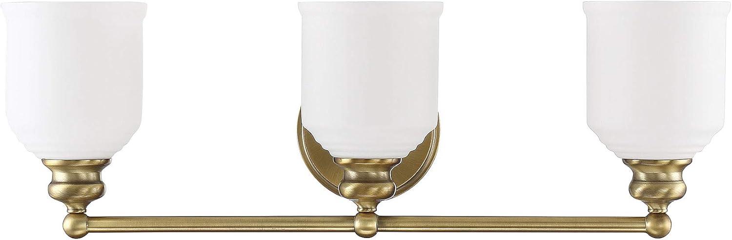 Warm Brass 3-Light Dimmable Bathroom Vanity Fixture