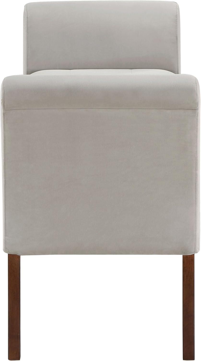 Coaster Farrah Velvet Upholstered Rolled Arms Storage Bench in Beige and Brown