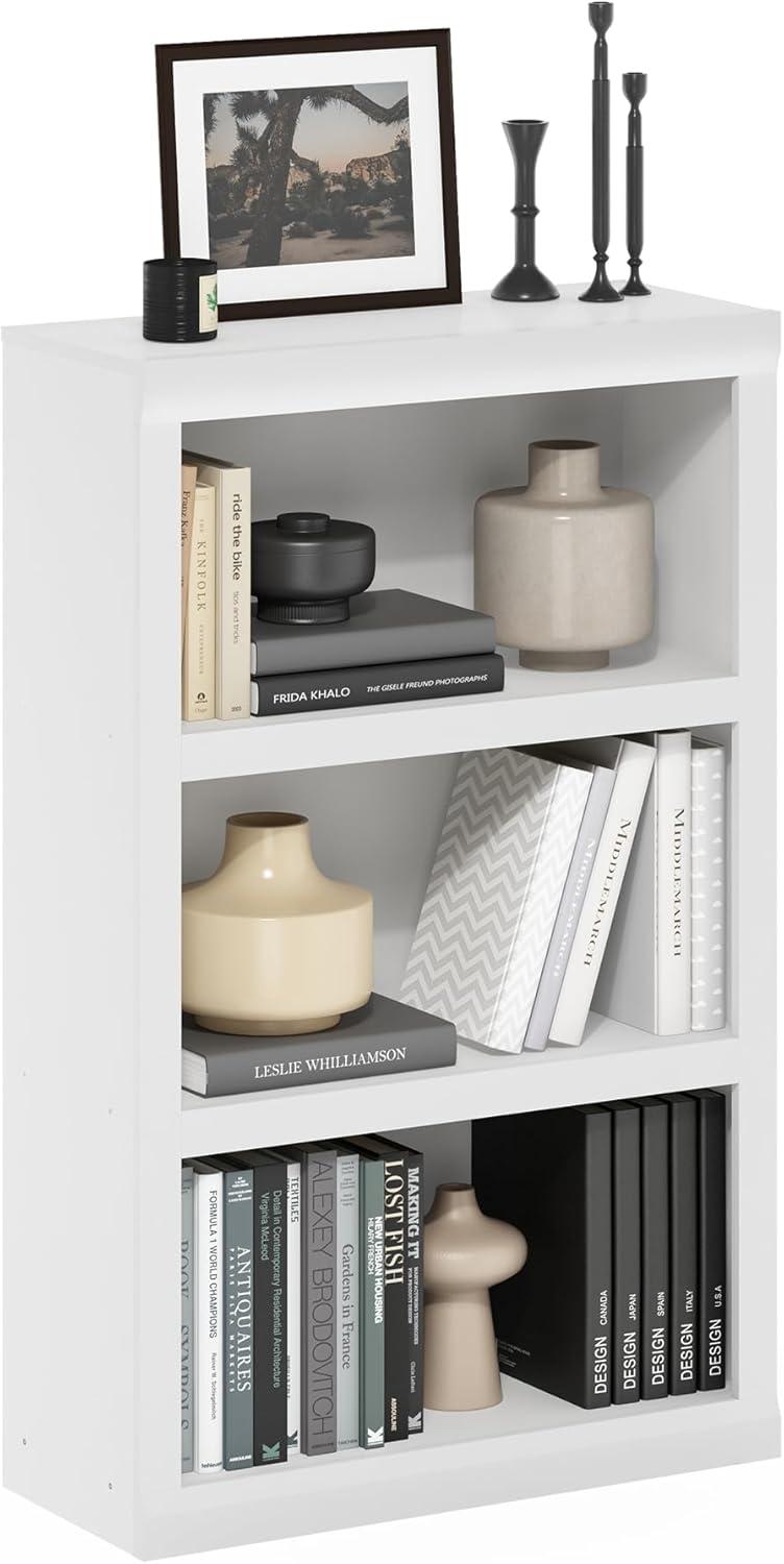 Furinno Rail 3-Tier Open Shelf Bookcase, White