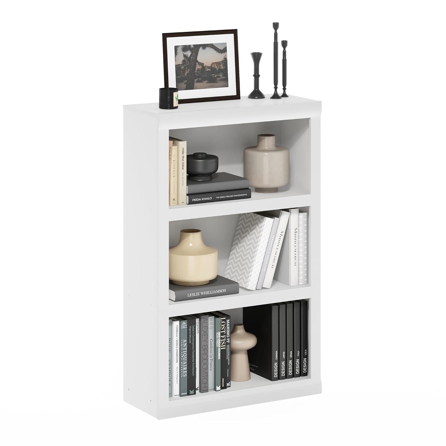 Furinno Rail 3-Tier Open Shelf Bookcase, White