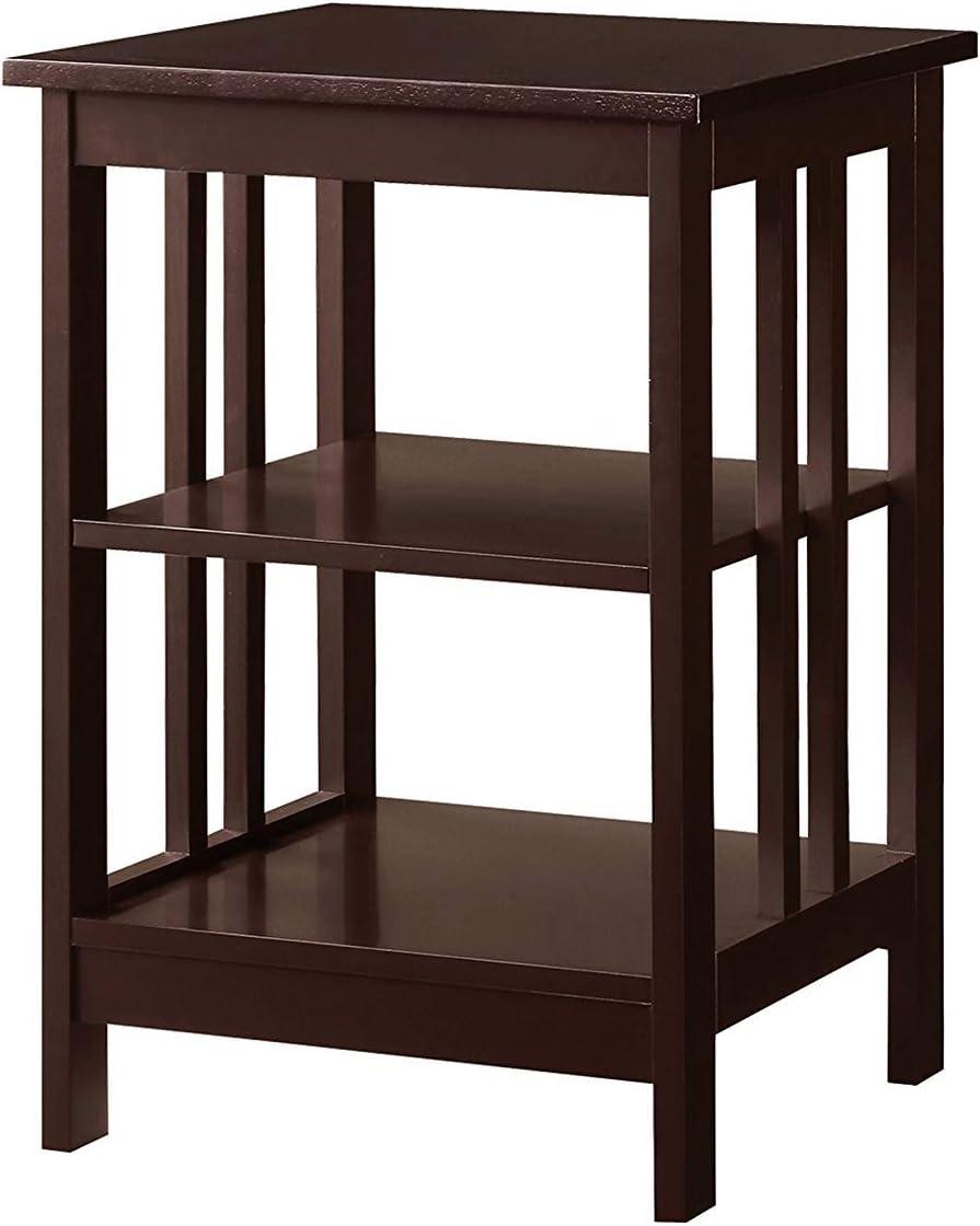 Espresso 24" Rectangular Wood End Table with Shelves