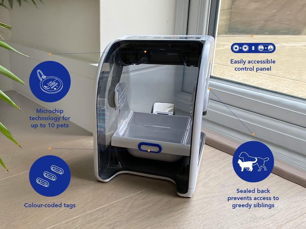MiBowl Automatic Microchip Cat Feeder with BPA Free Bowl, Enclosed Back, and Collar Worn ID Disc
