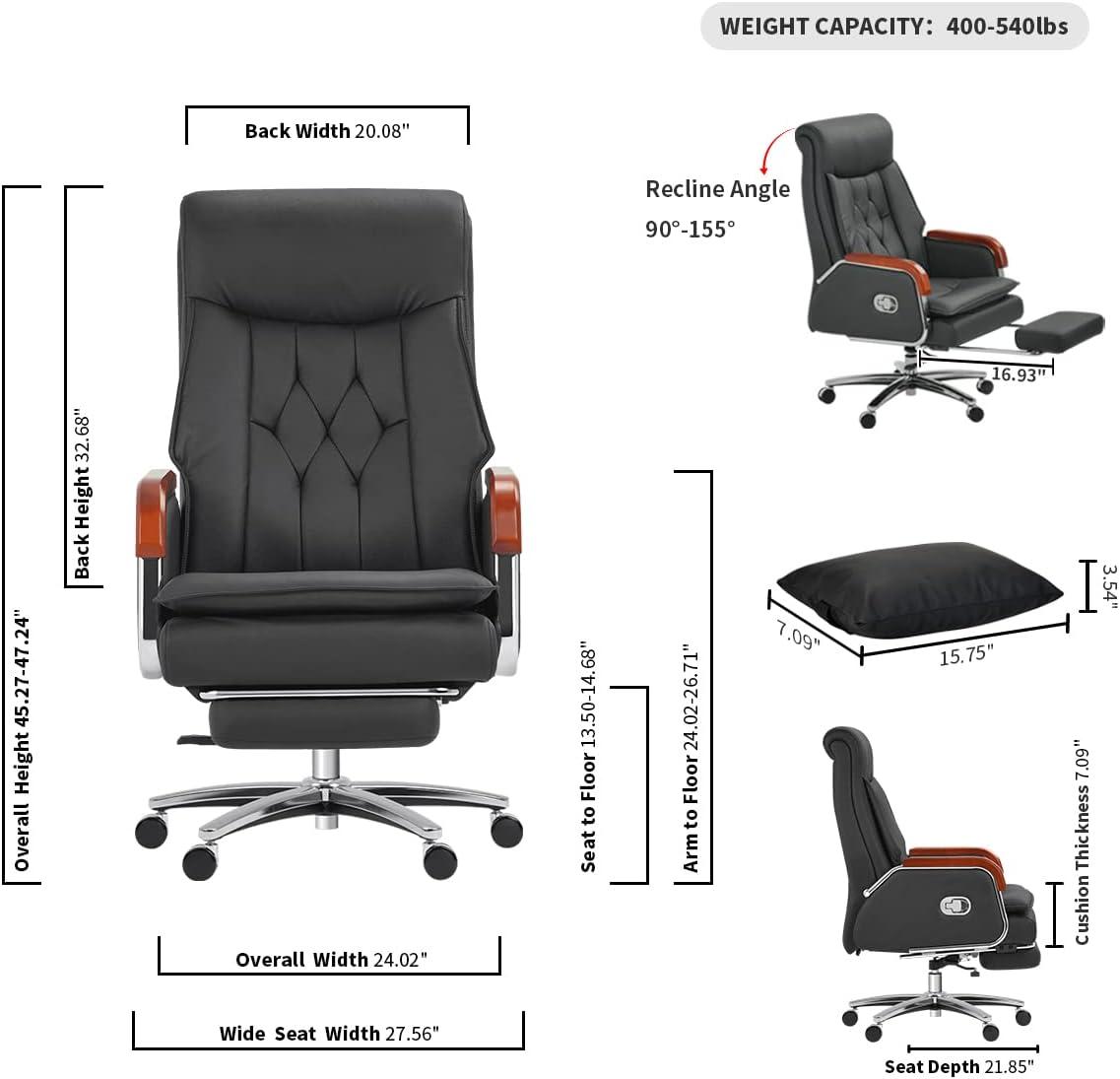 Kinnls Kinnls Cameron Massage Chair Genuine Leather Executive Chair With Headrest