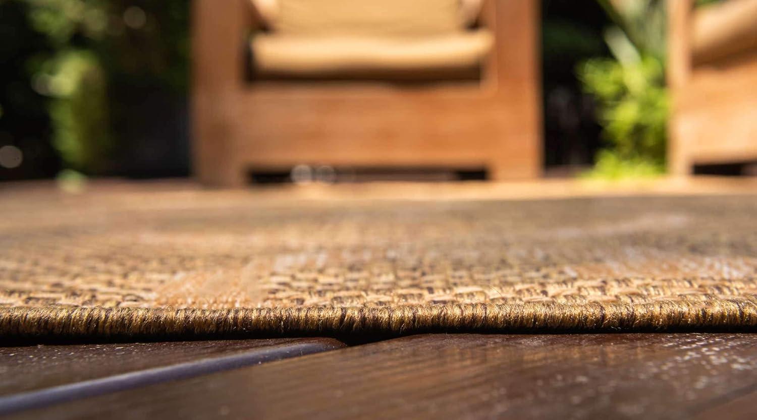 Easy-Care Synthetic Rectangular Outdoor Rug in Stain-Resistant Brown