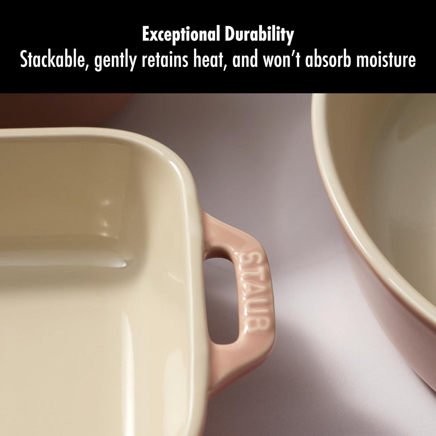 Staub Staub Ceramic 4-Pc Baking Pans Set, Casserole Dish With Lid, Brownie Pan,