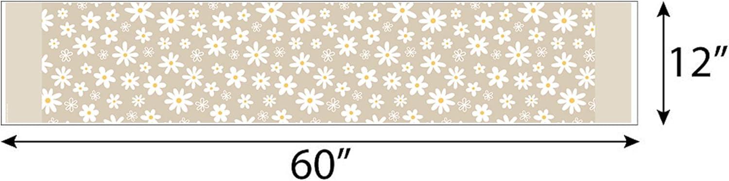 Big Dot of Happiness Tan Daisy Flowers - Petite Floral Party Paper Table Runner - 12 x 60 inches