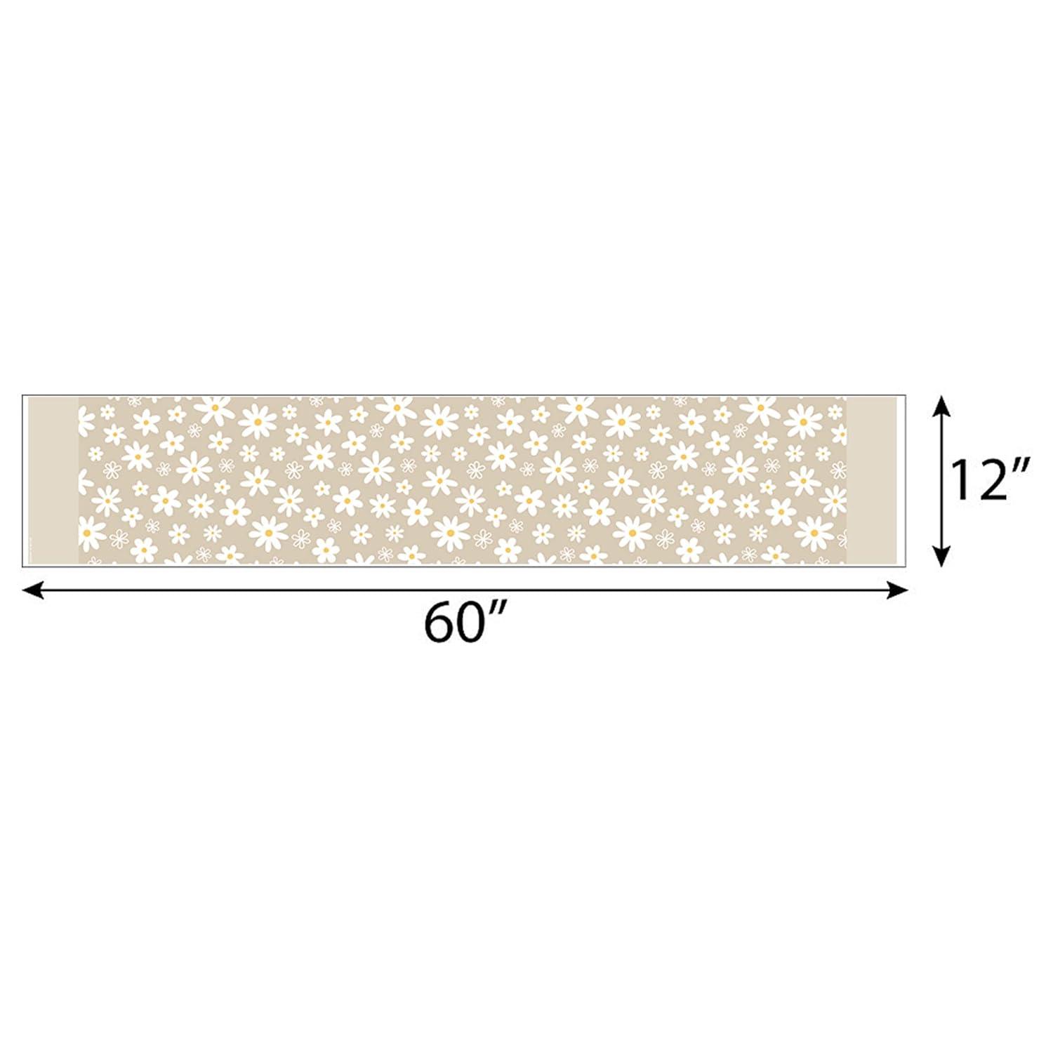 Big Dot of Happiness Tan Daisy Flowers - Petite Floral Party Paper Table Runner - 12 x 60 inches
