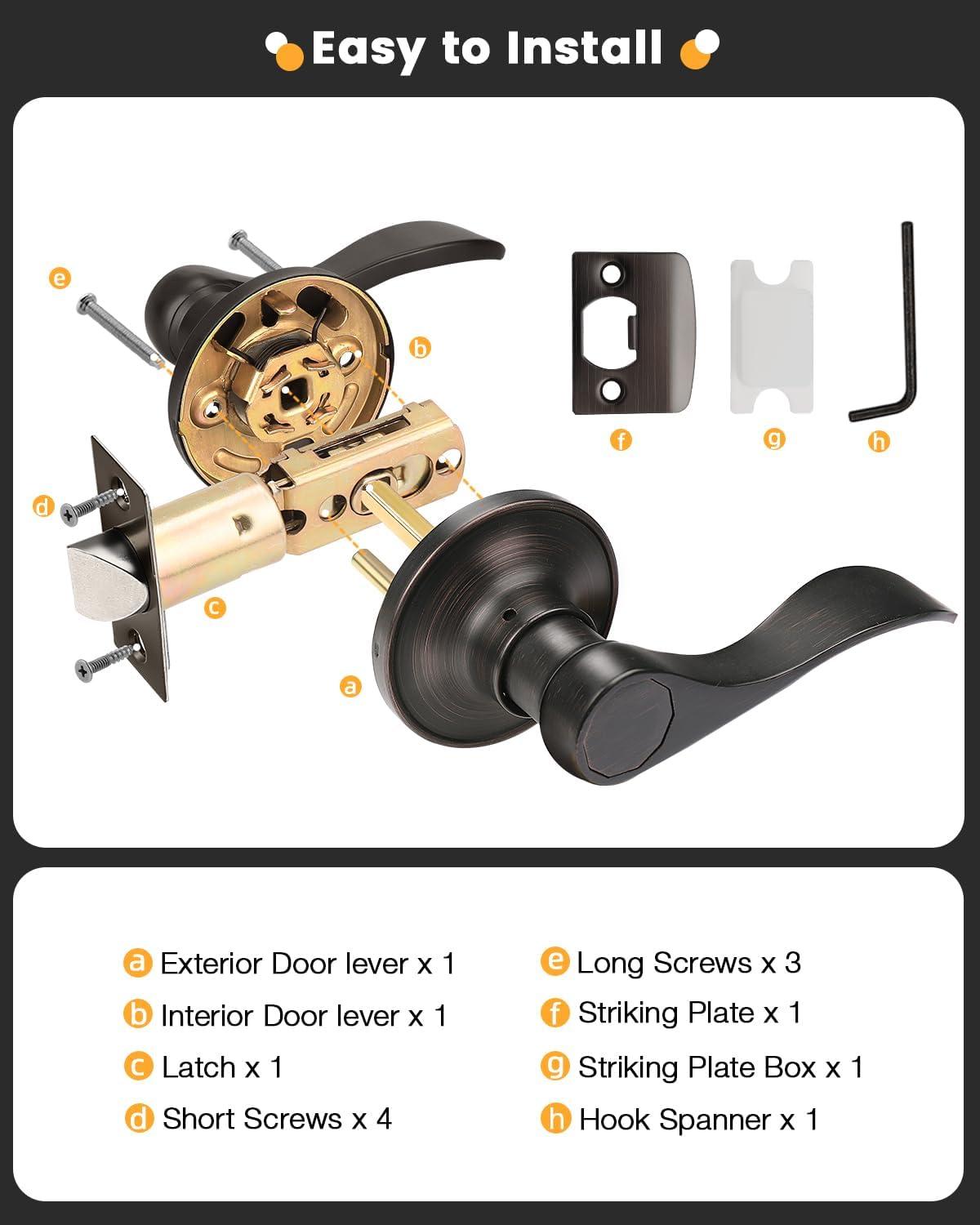 Oil Rubbed Bronze Modern Key Lock Door Lever Set