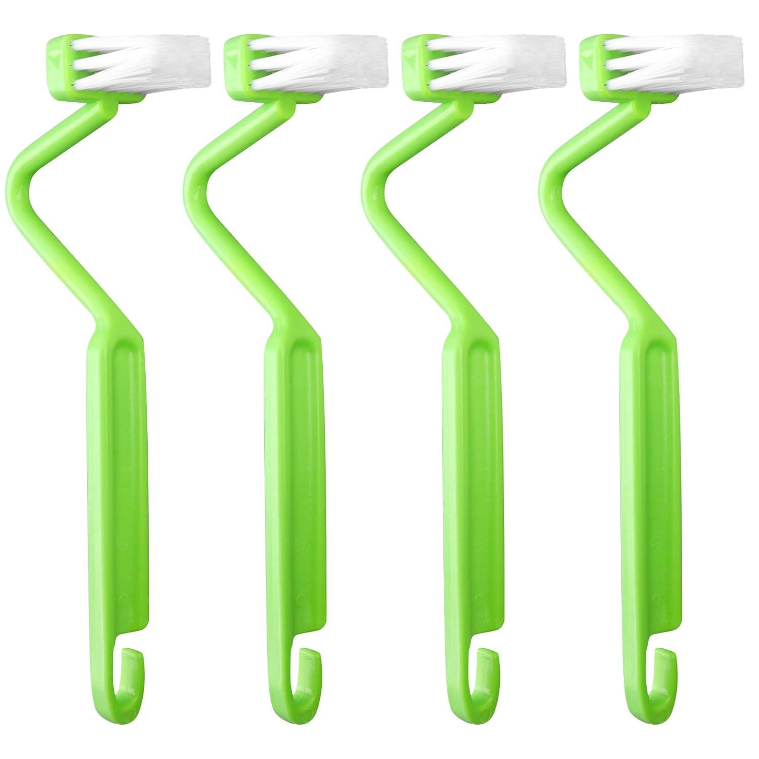BICIDO-, 4 Pack Curved Toilet Brush 8" V Type Plastic Corner Rim Cleaning Edge
