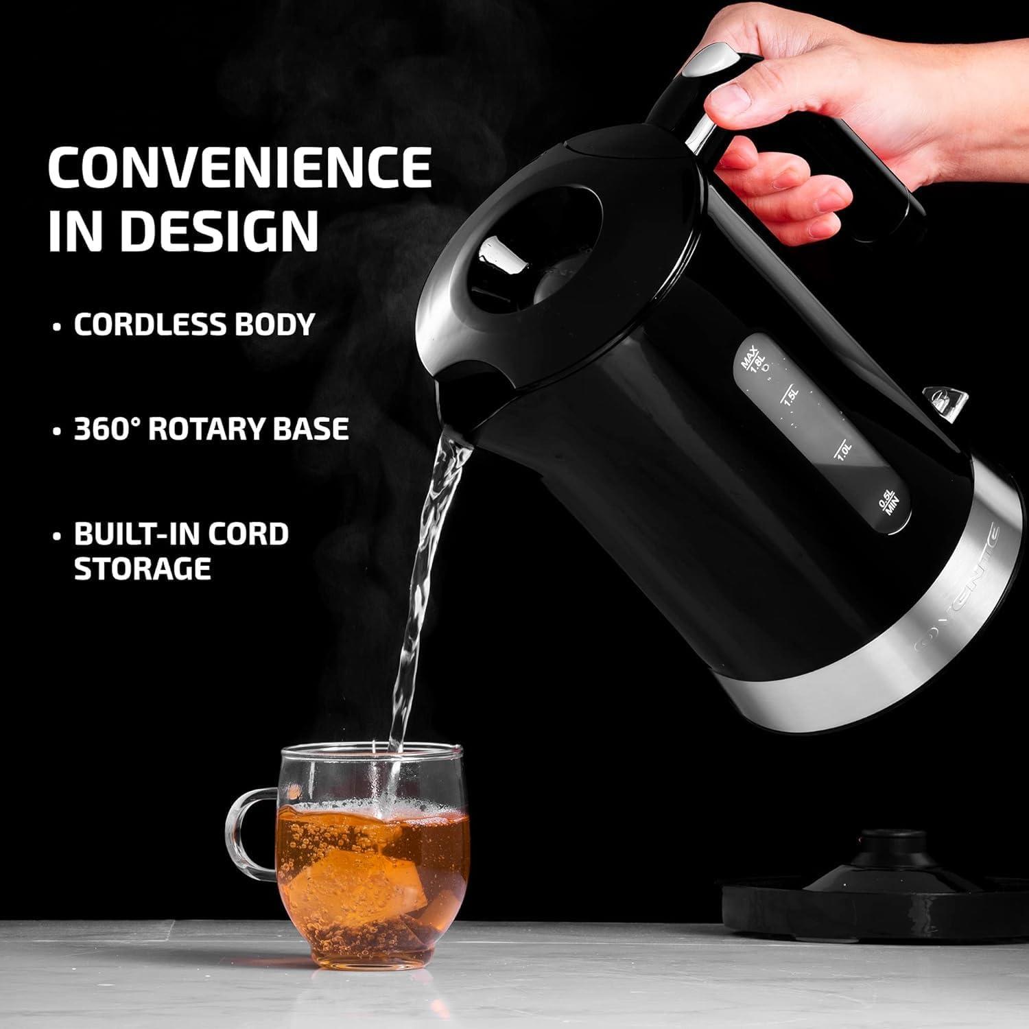 Black Stainless Steel 1.8L Electric Kettle with ProntoFill Design