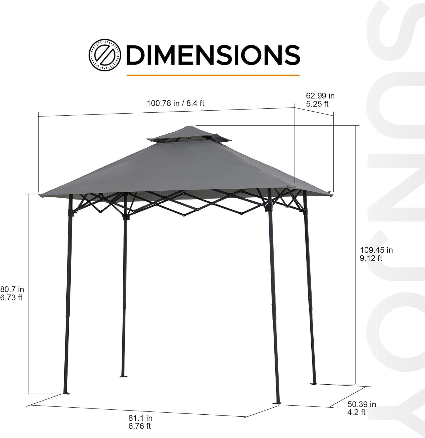 SUNJOY 8' x 5'  Pop up Grill Gazebo Double Tiered Outdoor Gazebo Standing-Height Canopy with Magnetic LED Light, Adjustable Ceiling Height, for BBQ,Picnics, Outdoor Events & Reviews | Wayfair