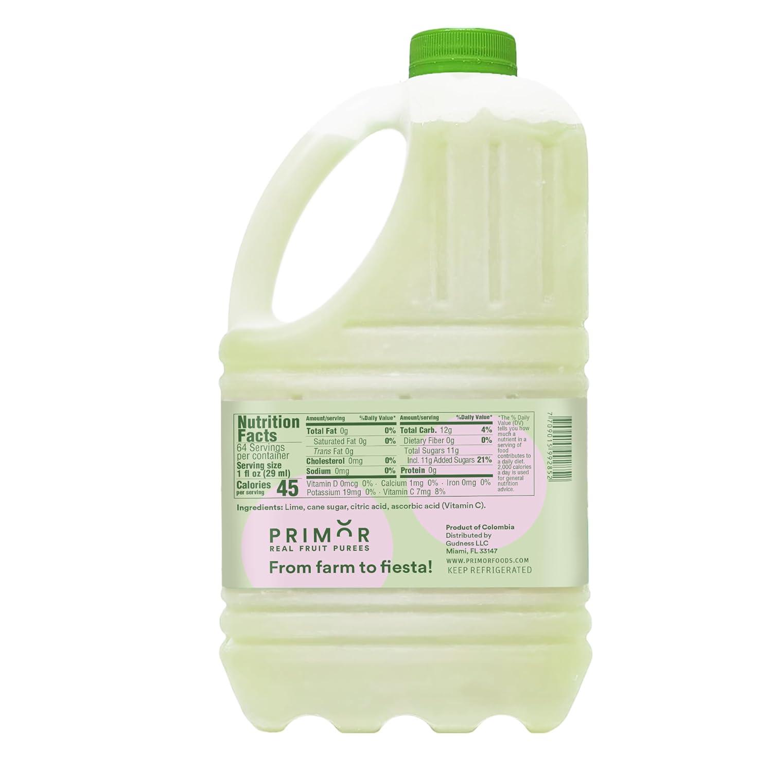 Primor Fruit Purees | Made with Real Fruit | Countless Applications: Juices, Smoothies, Cocktails, Desserts, and More - Lime