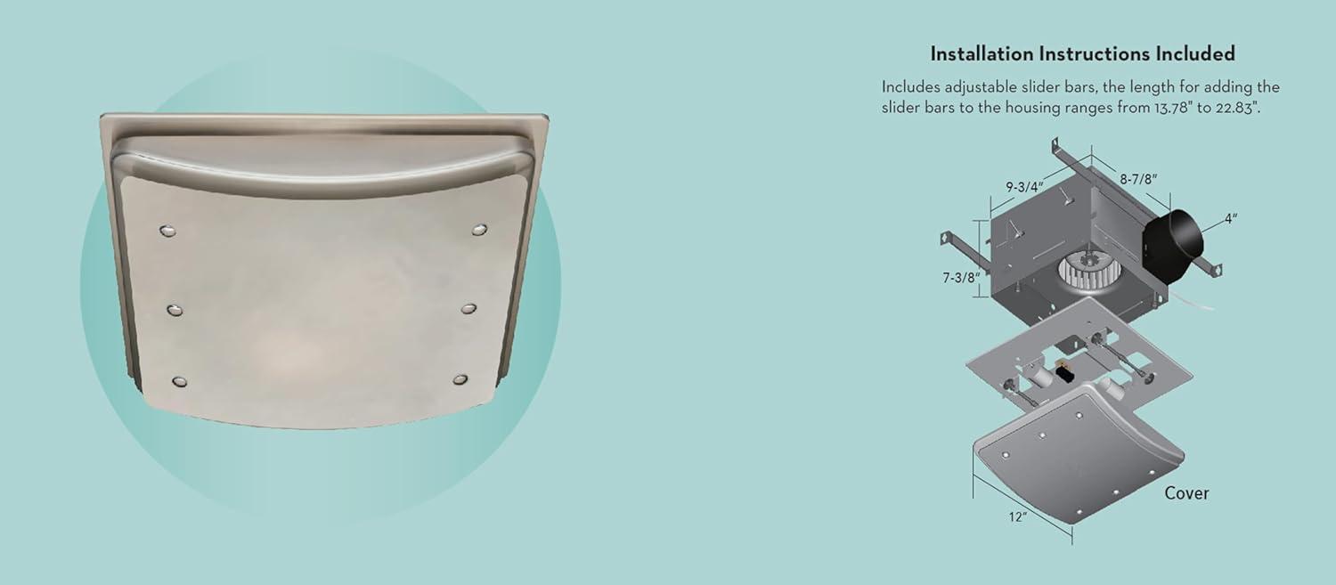 Ellipse Decorative Bathroom Ventilation Fan with Light and Night-Light in Brushed Nickel