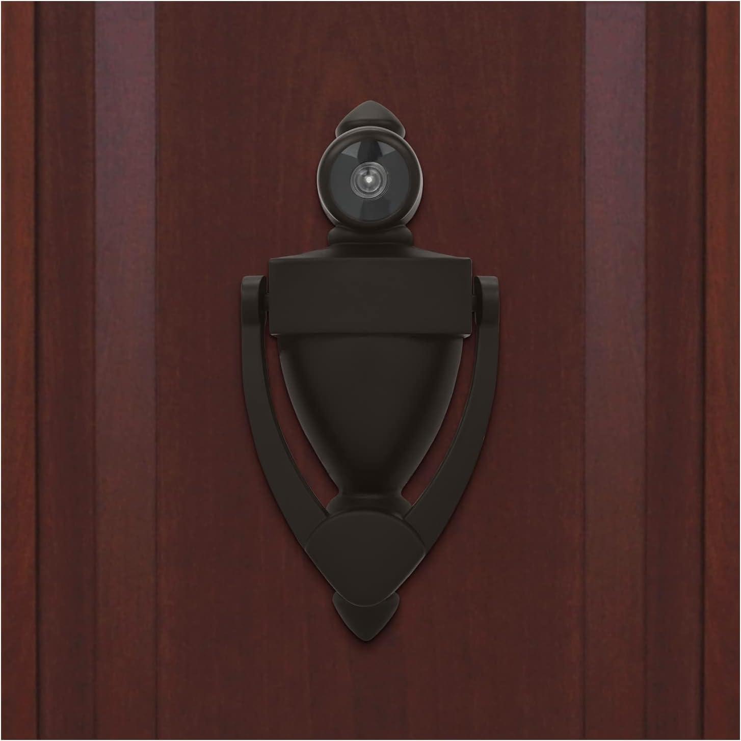 Oiled Rubbed Bronze Door Knocker with Viewer, 5.5" Height