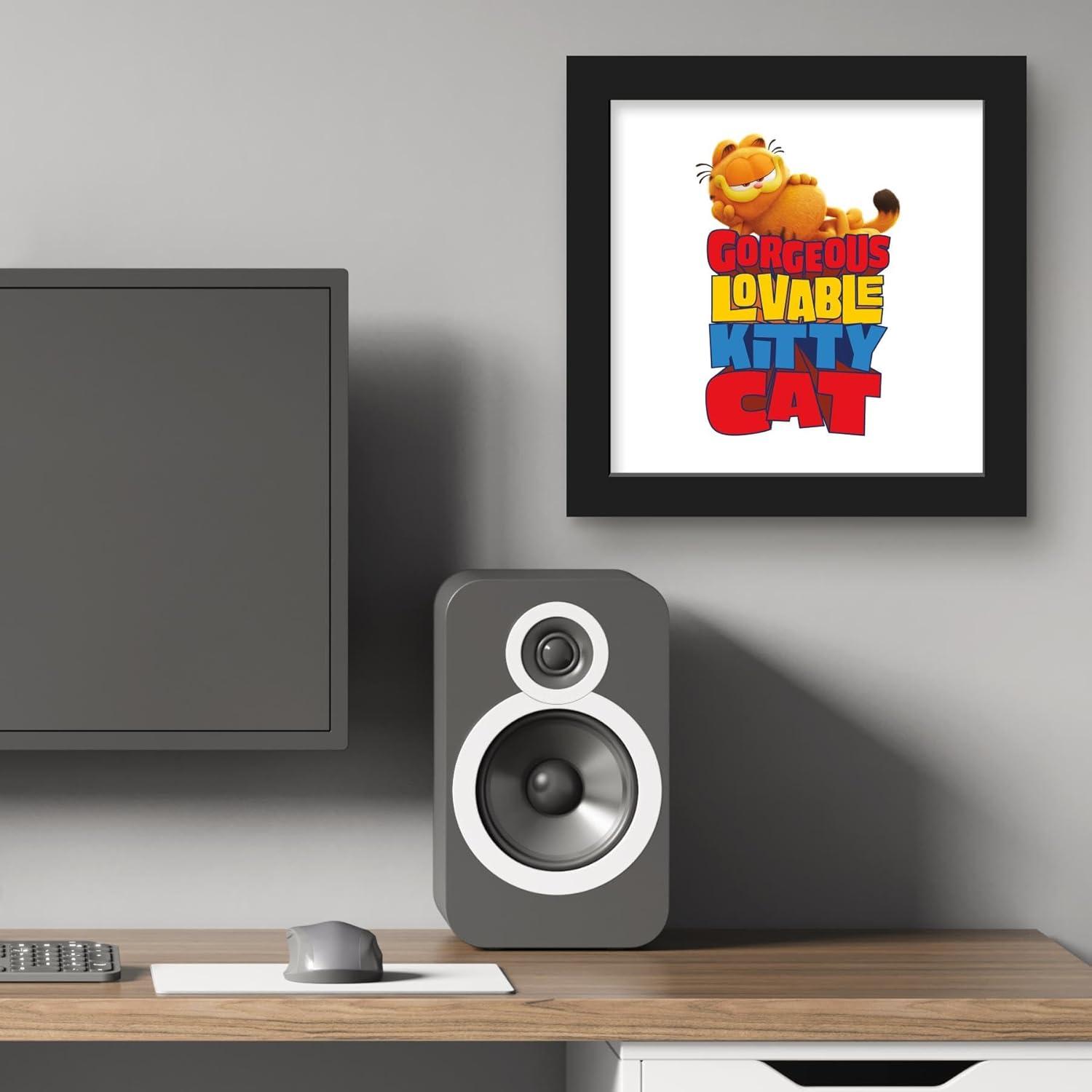 Gallery Pops The Garfield Movie - Gorgeous Lovable Kitty Cat Wall Art, Black Framed Version, 12" x 12"