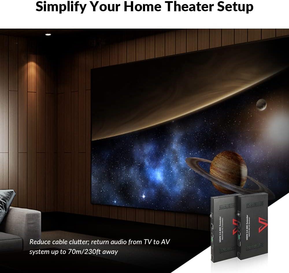 AV Access HDBaseT 4K HDMI Extender Over Cat5e/6/6a/7 4K@60Hz 130ft, 1080P@60Hz 230ft, HDR10+, HDMI 2.0 YUV4:4:4, UltraHD, HDCP 2.2, 18Gbps, Plug & Play, IR Return & PoE, Smart EDID(4KEX70-H2)