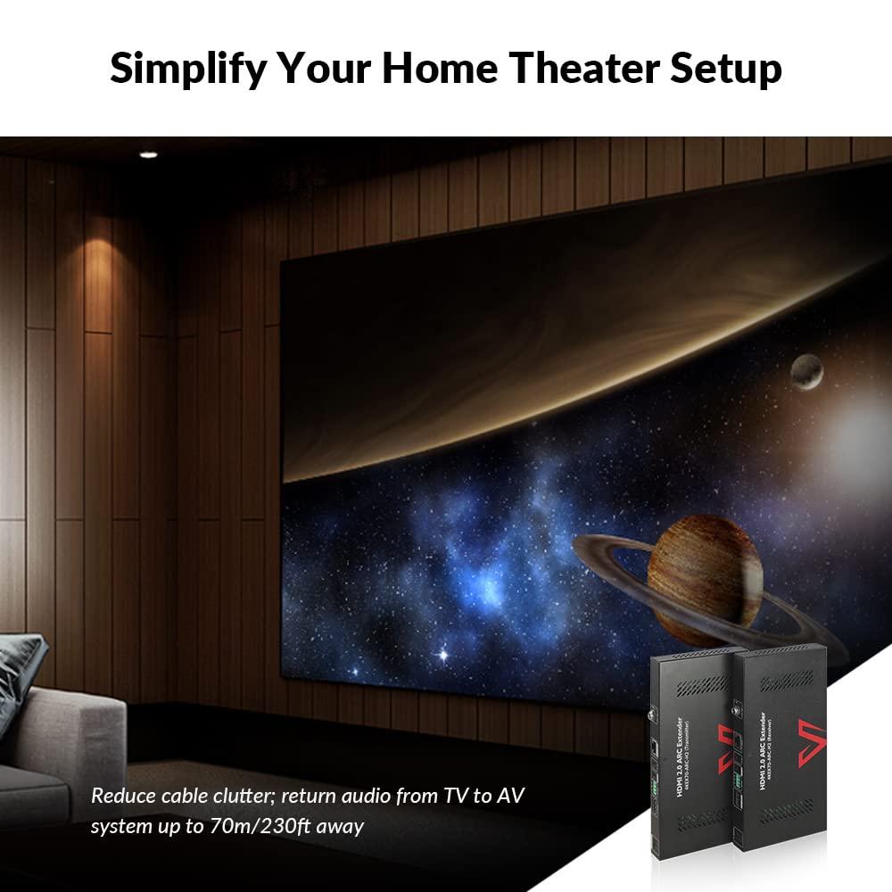 AV Access HDBaseT 4K HDMI Extender Over Cat5e/6/6a/7 4K@60Hz 130ft, 1080P@60Hz 230ft, HDR10+, HDMI 2.0 YUV4:4:4, UltraHD, HDCP 2.2, 18Gbps, Plug & Play, IR Return & PoE, Smart EDID(4KEX70-H2)