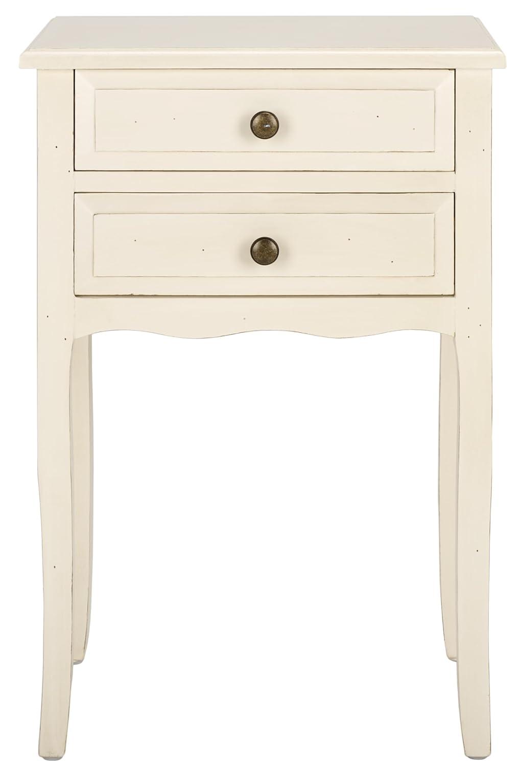 Opal 1 Drawer Accent Table - Distressed White - Safavieh.