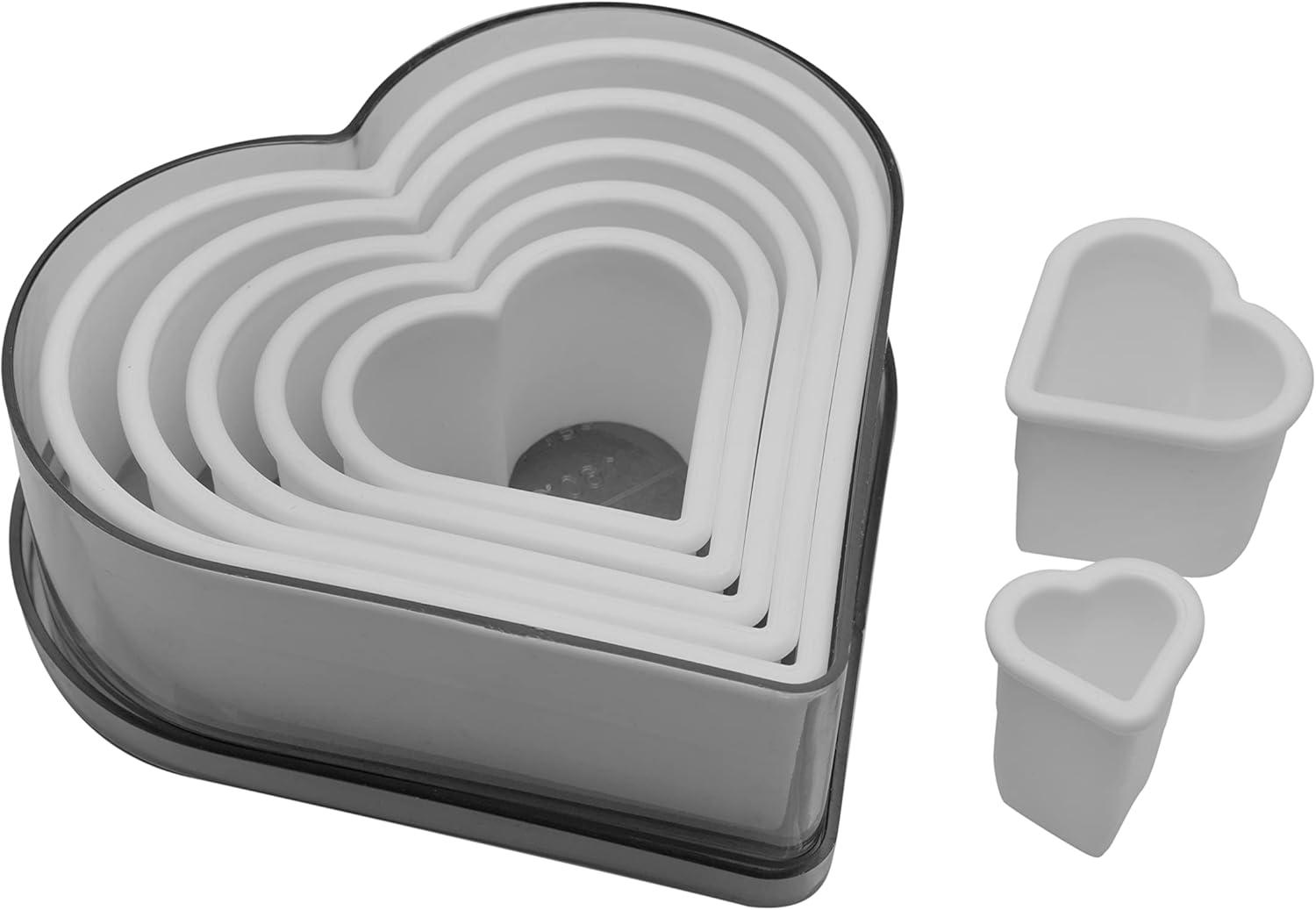 White Plastic Heart-Shaped Cookie Cutter Set