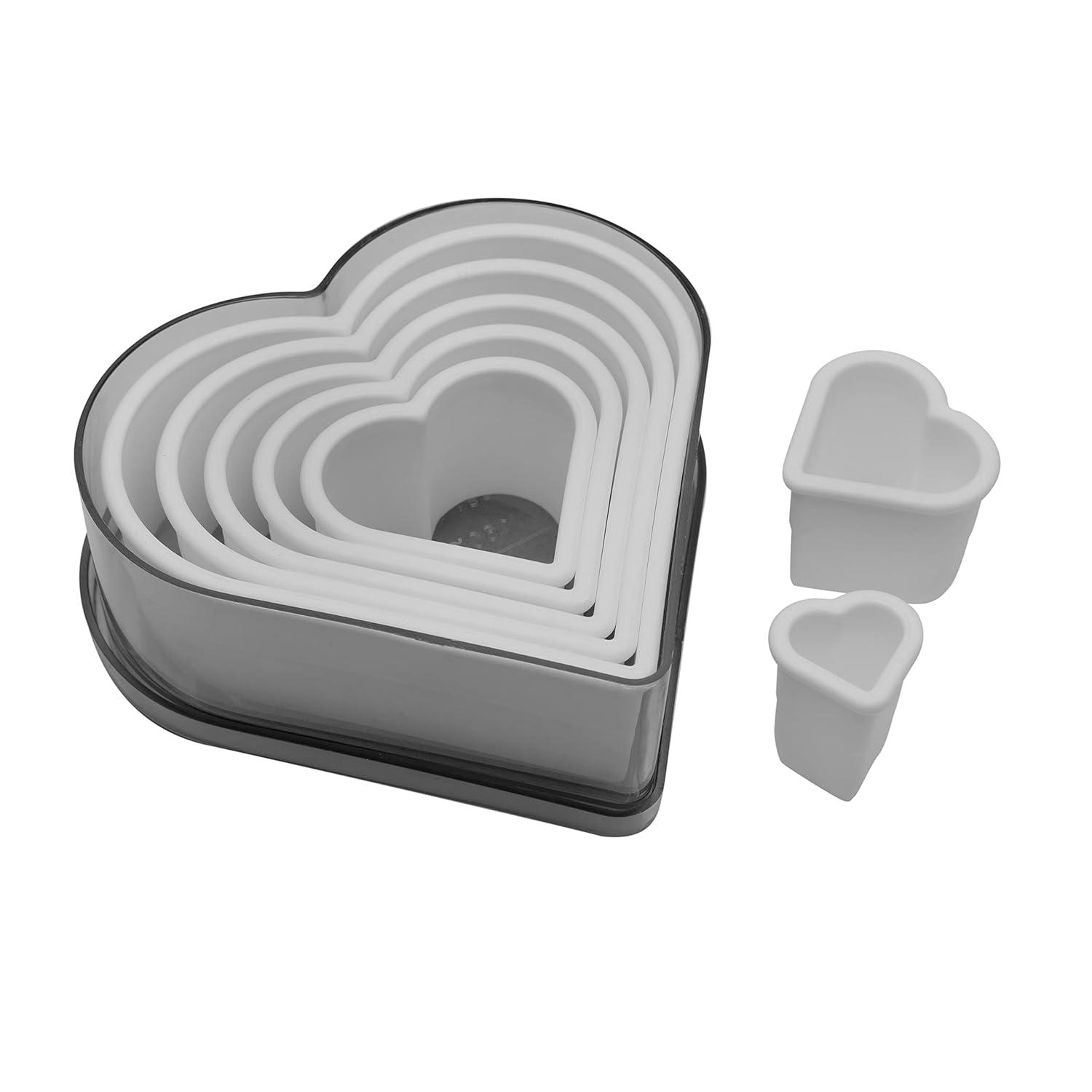 White Plastic Heart-Shaped Cookie Cutter Set