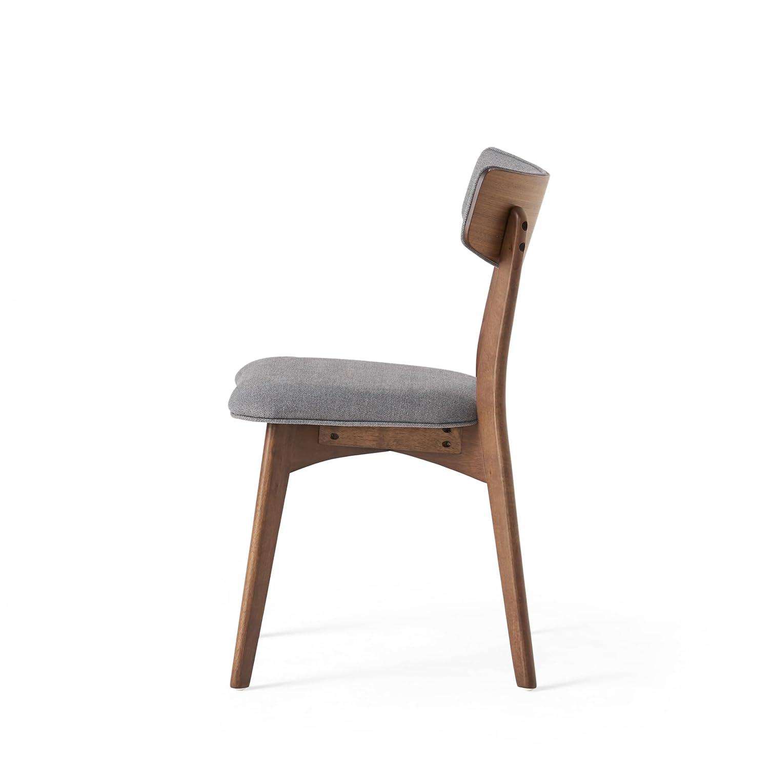 GDF Studio Crystal Indoor Mid Century Modern Fabric Upholstered Dining Chairs, Set of 2, Dark Gray and Walnut