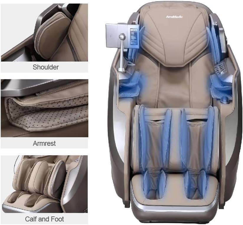 Brown Full Body Air Massage Chair with AI Health Detection