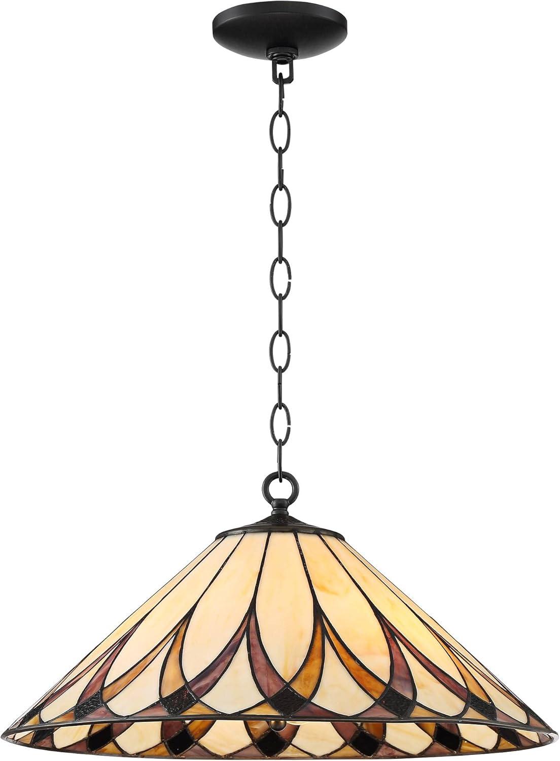 Robert Louis Tiffany Bronze Pendant Chandelier 19 3/4" Wide Farmhouse Rustic Art Glass Shade 3-Light Fixture for Dining Room Living Kitchen Island