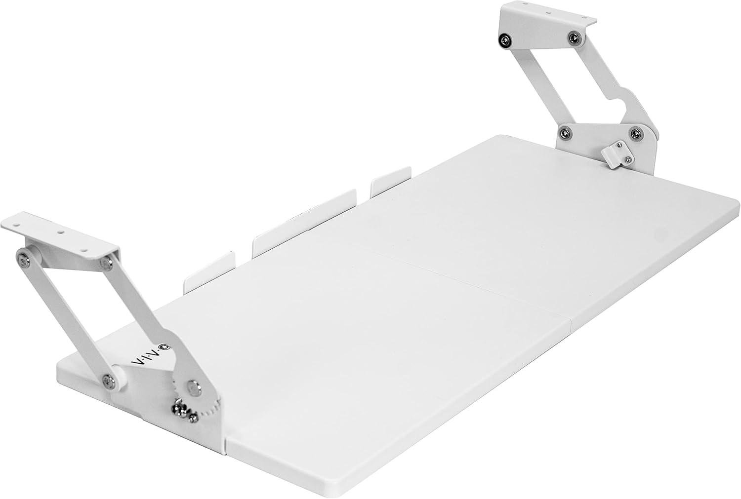 White Adjustable Under Desk Keyboard Tray with Swinging Height