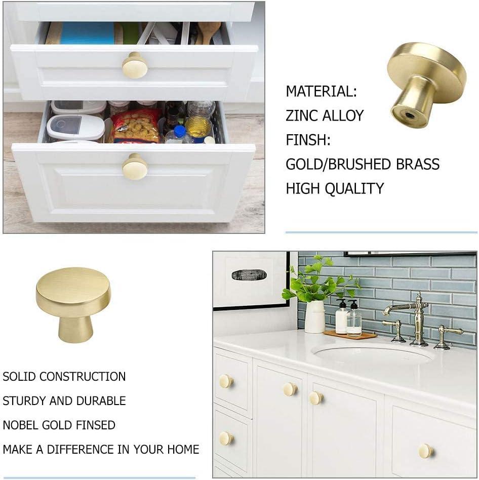 Brushed Brass Round Knurled Cabinet Knob Set