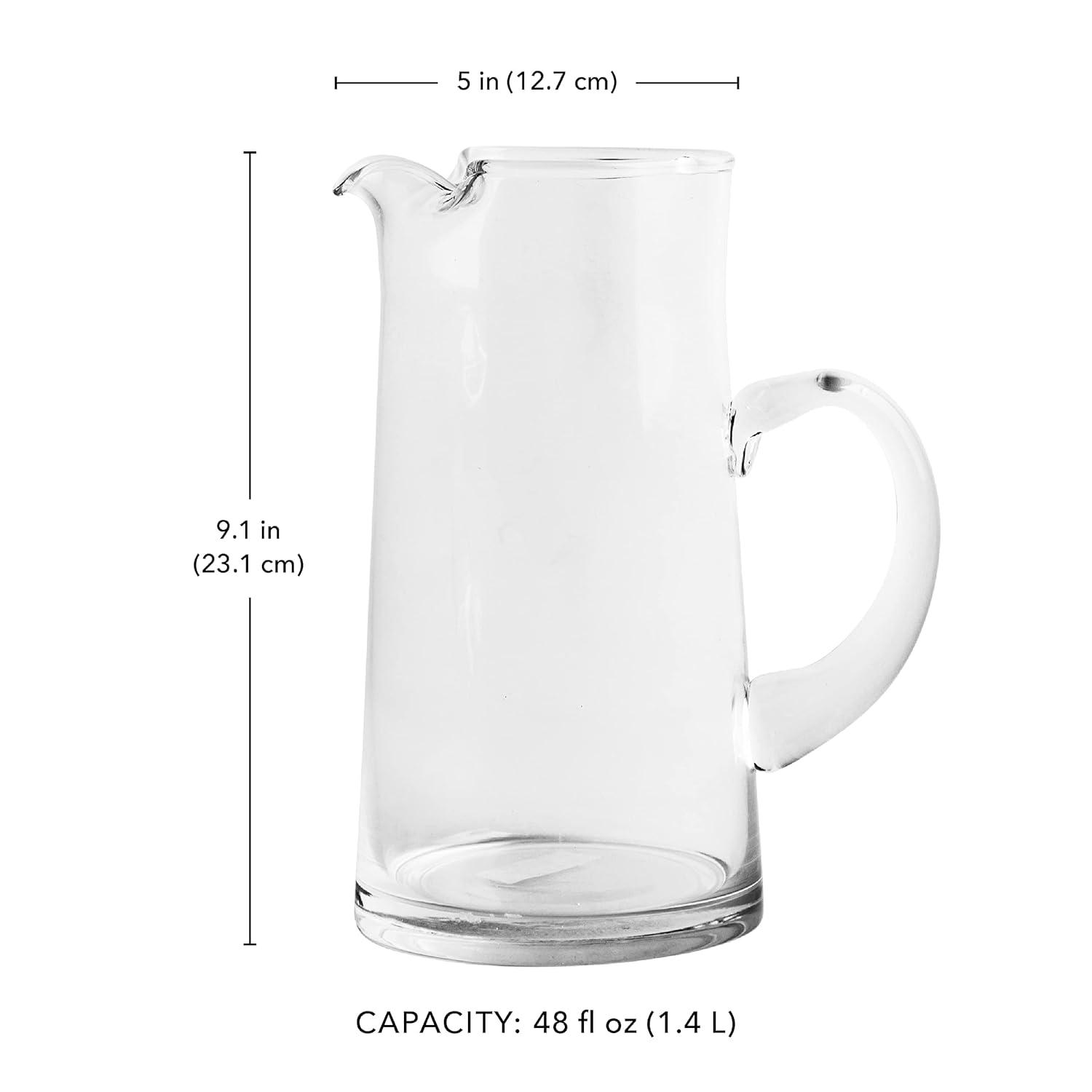 Glass Water Pitcher with Spout – Elegant Serving Carafe for Water, Juice, Sangria, Lemonade, and Cocktails – Crystal-Clear Glass Beverage Pitcher. (31259)