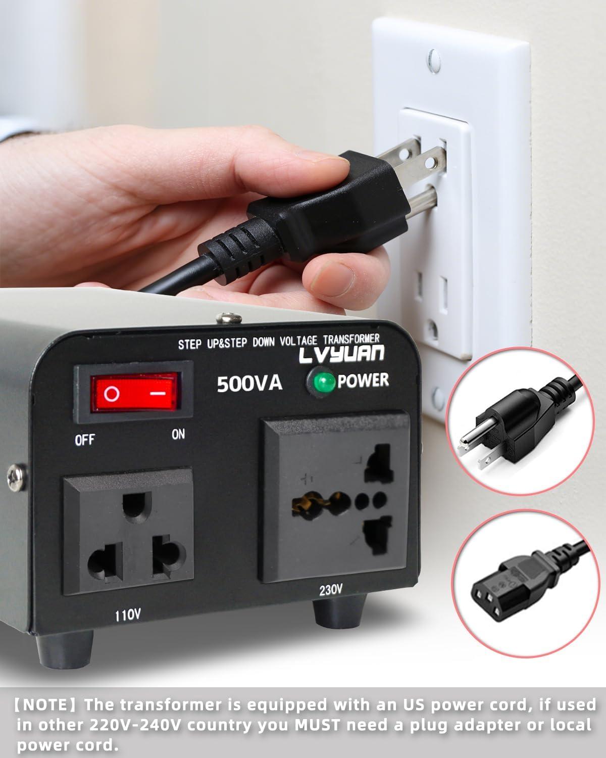 LVYUAN 500 Watt Voltage Transformer Converter Step Up/Down 110V 120V to 220V-240V / 220V-240V to 110V 120V