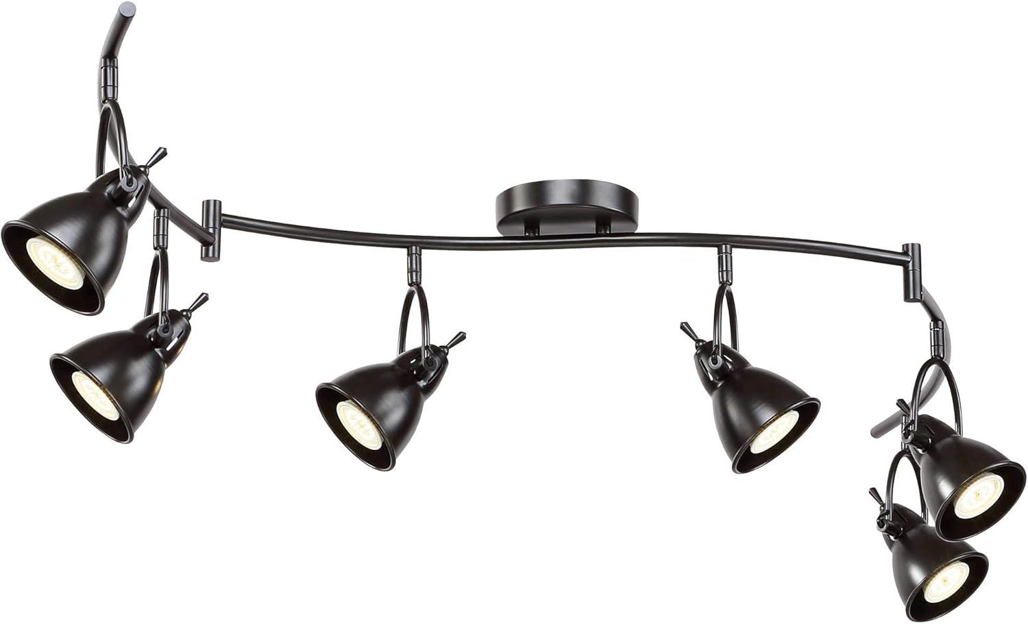 Pro Track Thorndale 6-Head LED Ceiling Track Light Fixture Kit Spot Light GU10 Brown Bronze Finish Metal Farmhouse Rustic Kitchen Bathroom 68" Wide