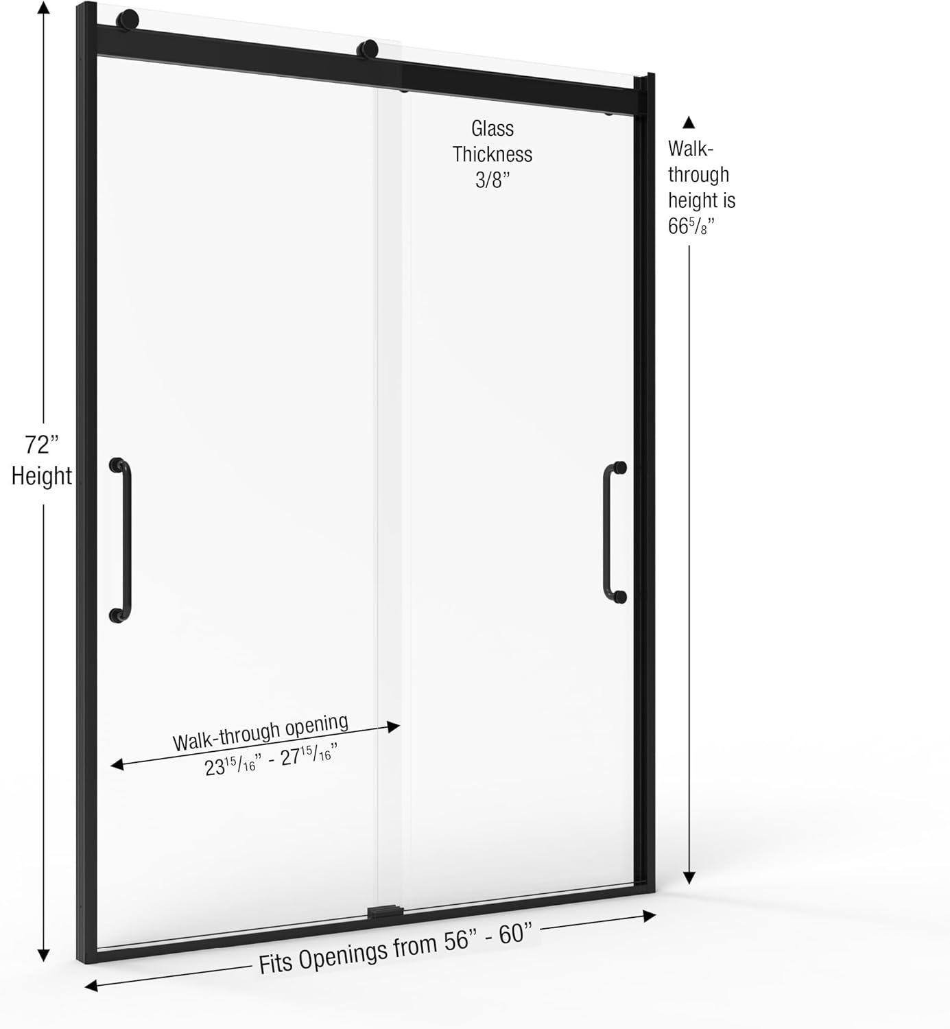 Arelo 56" - 60" W x 72" H Semi-Frameless Shower Door
