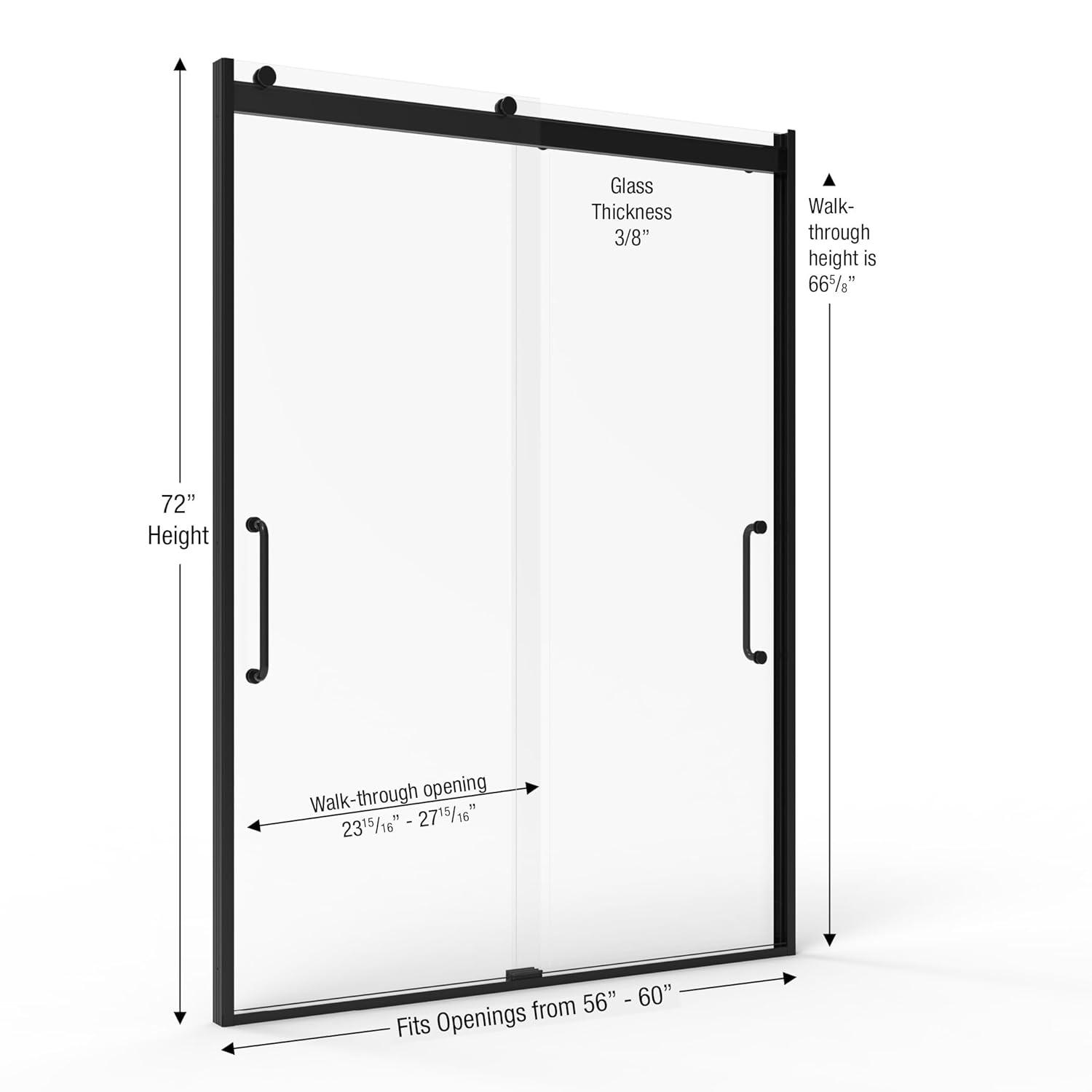 Arelo 56" - 60" W x 72" H Semi-Frameless Shower Door