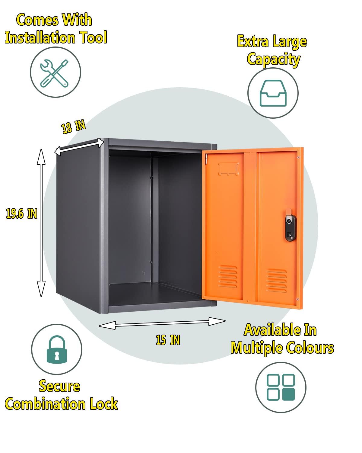 KAER Blue Storage Cabinet, 19.0x18.0x15.0in Metal Locker, Lockable Cabinet Organizer with 1 Door, for School, Office, Home, Garage- Assembly Required