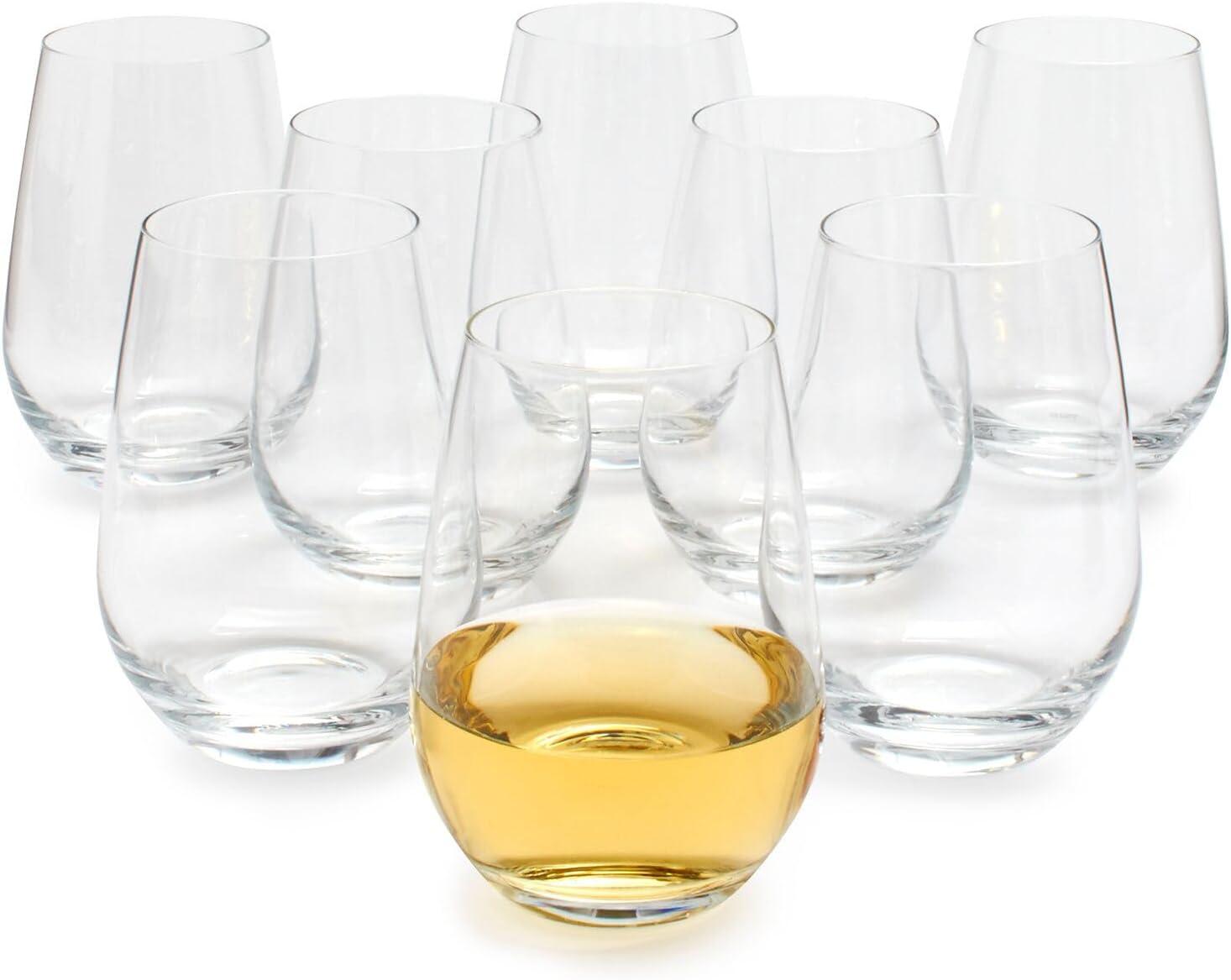 Forte Clear Tritan Crystal Stemless Wine Glasses, Set of 8