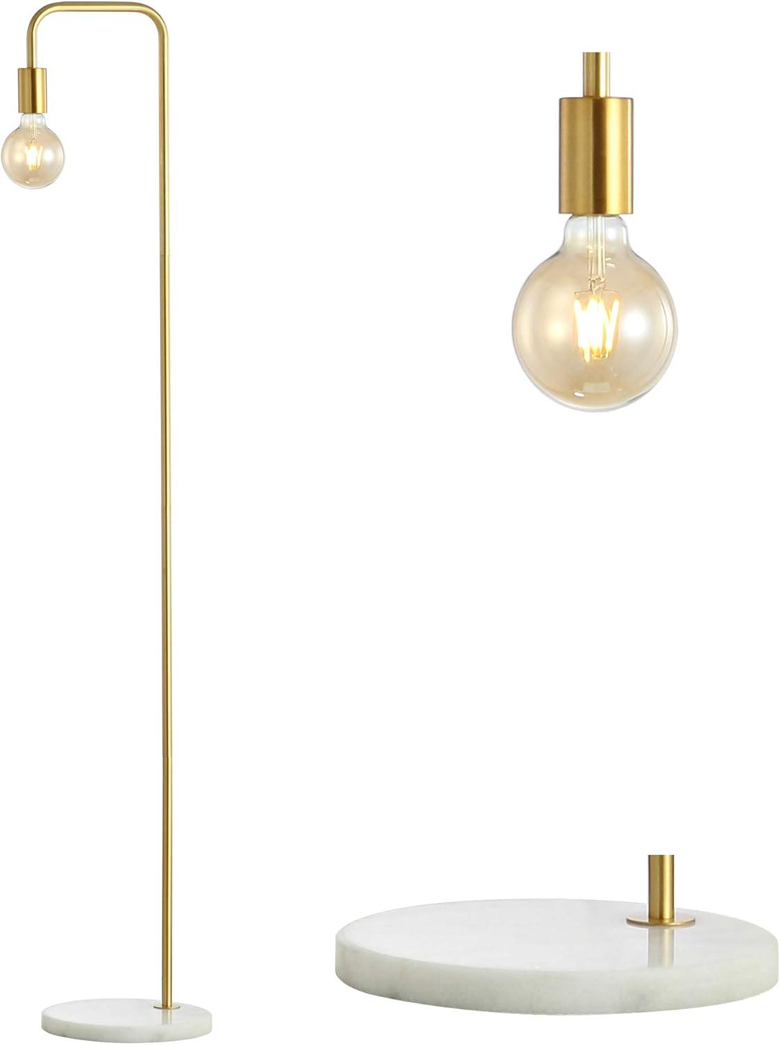 Vega Edison 60" Antique Gold Metal/Marble Minimalist Floor Lamp