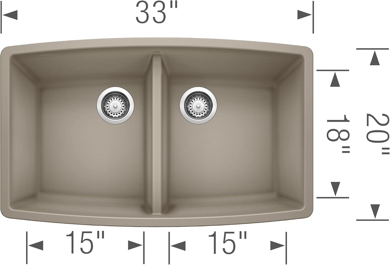 Performa SILGRANIT 33" L x 19" W Double Bowl Undermount Kitchen Sink