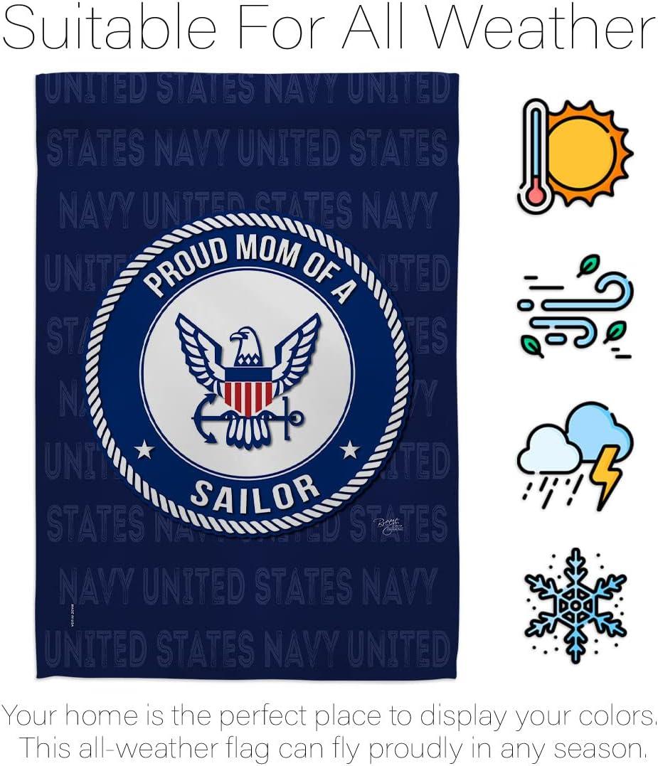 Proud Mom Sailor Garden Flag - Armed Forces Navy USN Seabee United State American Military Veteran Retire Official - House Decoration Banner Small Yard Gift Double-Sided Made In USA 13 X 18.5