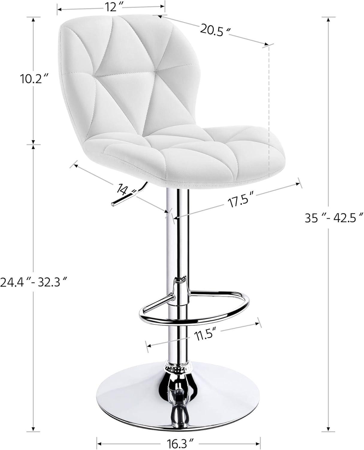 Yaheetech Barstools Set of 2, PU Leather Counter Stools Bar Chairs with Backrest, Height Adjustable Swivel Tall Chairs for Home Bar Kitchen Island, White