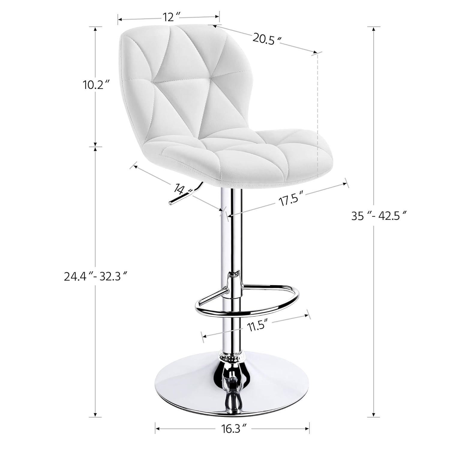 Yaheetech Barstools Set of 2, PU Leather Counter Stools Bar Chairs with Backrest, Height Adjustable Swivel Tall Chairs for Home Bar Kitchen Island, White