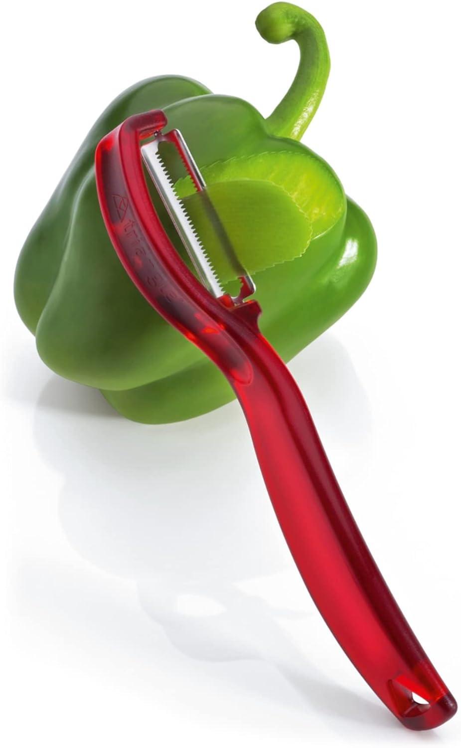 Red Plastic Handle Stainless Steel Serrated Tomato Peeler