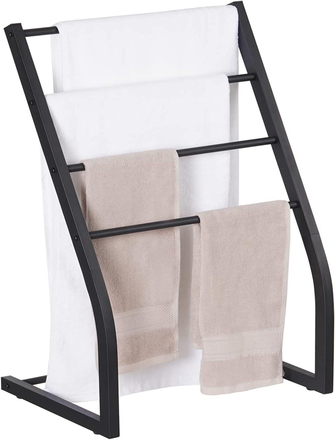 Black Metal 4-Tier Freestanding Towel Rack