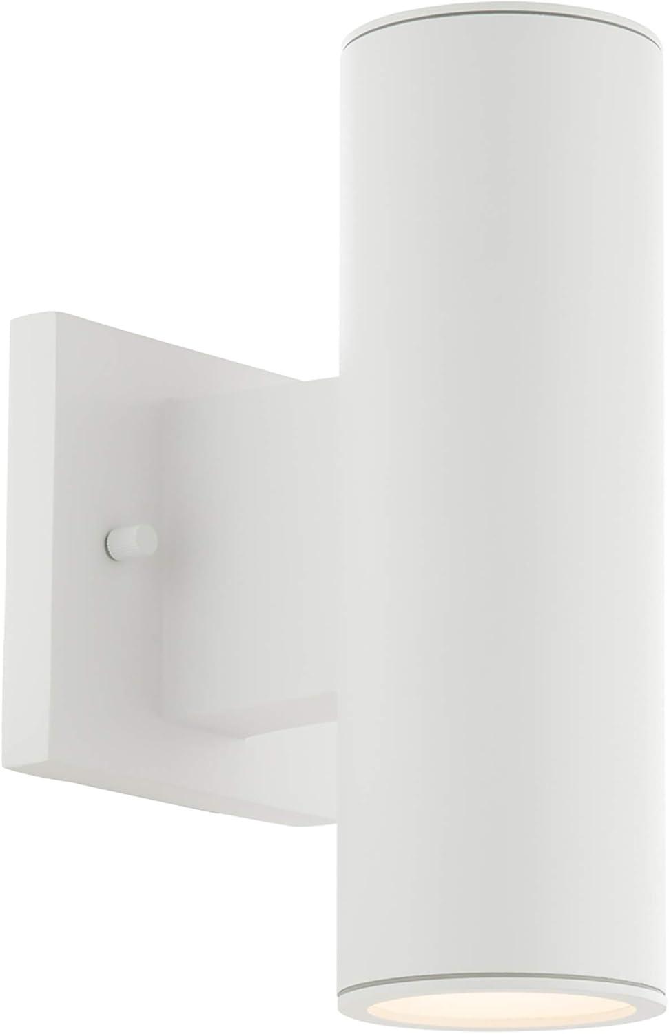 Sleek White Aluminum Cylinder LED Wall Sconce, Dimmable, Energy Star