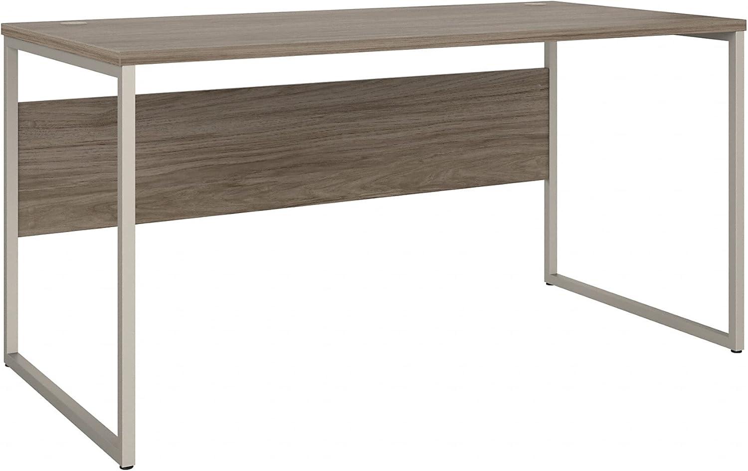 Modern Hickory 60W Home Office Desk with Silver Metal Legs