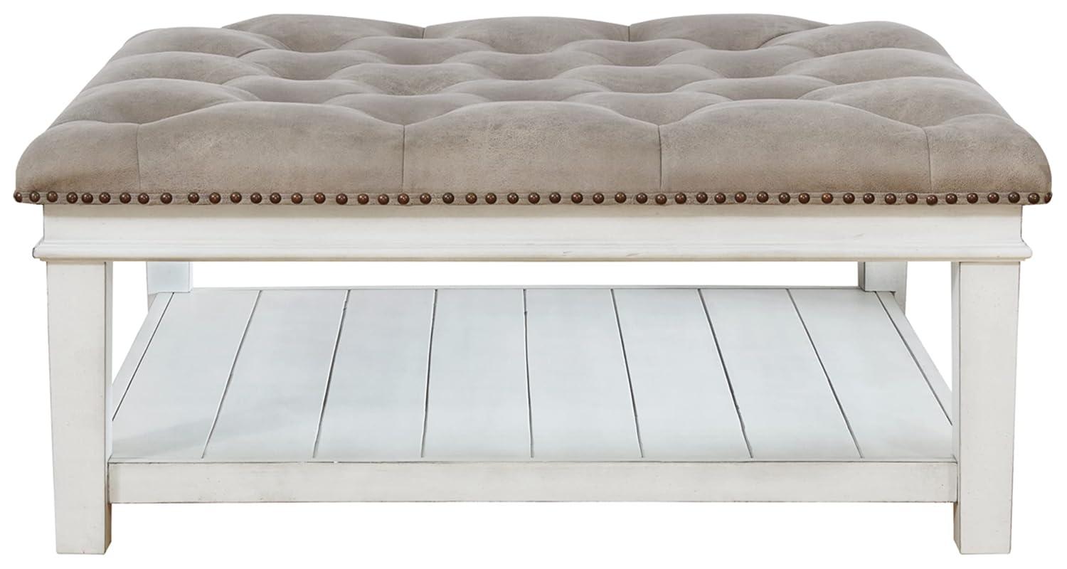 Signature Design by Ashley Contemporary Kanwyn Upholstered Ottoman Coffee Table, Whitewash