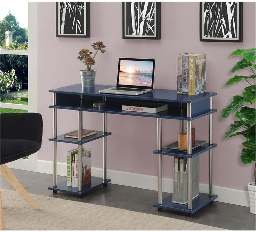 Convenience Concepts Designs2Go 30 inches Tall No Tools Desk with Shelves, Cobalt Blue, Adults